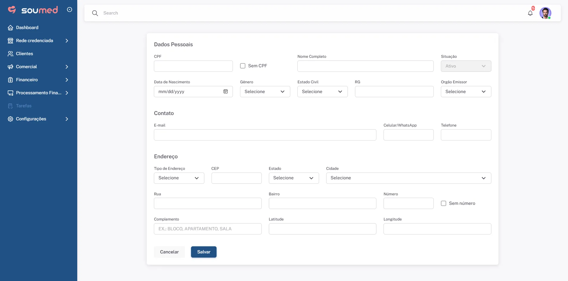 New client registration in Soumed
